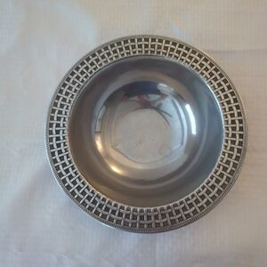 Pewter Decorative Bowl with Intricate Border